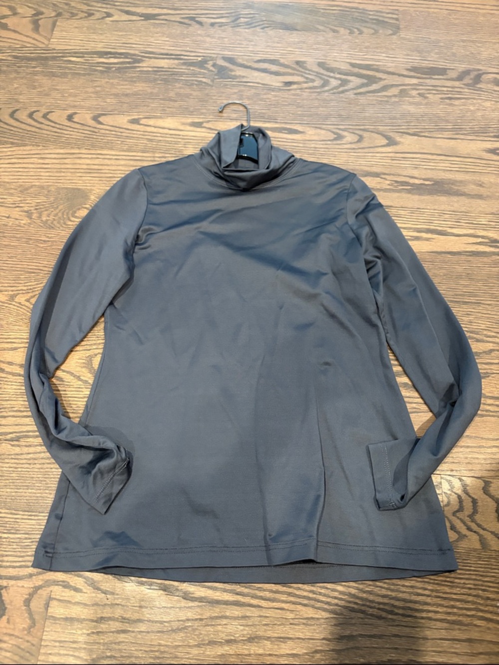Classic Long Sleeve Mock Neck Top - Charcoal Gray